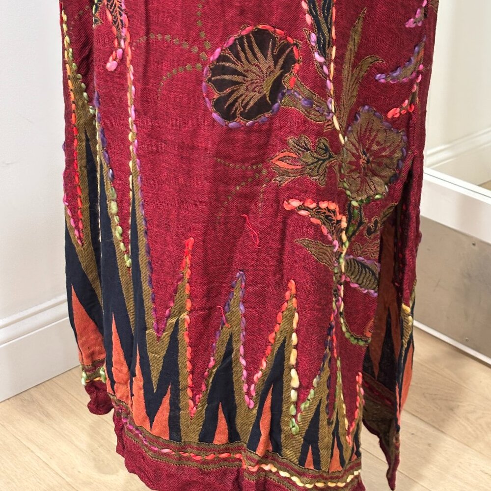 Magical embroidered, long duster-style Boho dream coat with pockets, "One Size" - Picture 4 of 15